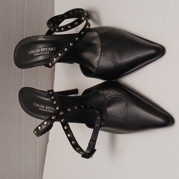 Colin Stuart size 7 1/2 B women's black ankle strap high heels shoe. - Picture 3 of 17